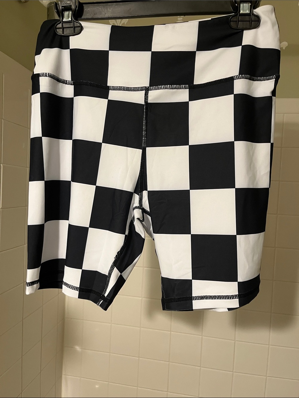 High-Waist Black & White Checkered Women’s Shorts